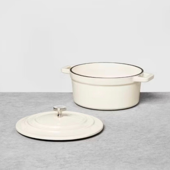 Hearth & Hand with Magnolia Enameled Cast Iron Dutch Oven Cream 0.5qt - Picture 2 of 6